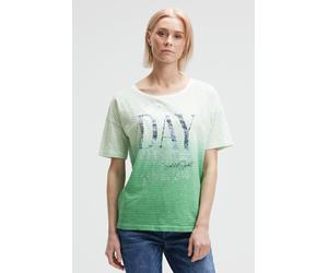 Rundhalsshirt SOCCX, Damen, Gr. S, ivory, milky grün, Single Jersey, Material: 100% Baumwolle, regular fit normal, Rundhals, eingesetzt gerader Abschluss, Shirts Rundhalsshirt, mit Farbverlauf (427550