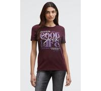 Rundhalsshirt SOCCX, Damen, Gr. S, night plum, Material: 95% Baumwolle, 5% Elasthan, bedruckt, regular fit normal, eingesetzt gerader Abschluss, Shirts Rundhalsshirt, mit Baumwolle (95125126-S) night