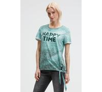 Rundhalsshirt SOCCX, Damen, Gr. S, topaz, Single Jersey, Material: Grundmaterial: 100% Polyester, Ausbrenner: 100% Viskose, bedruckt, regular fit normal, Rundhals, eingesetzt gerader Abschluss, Shirts