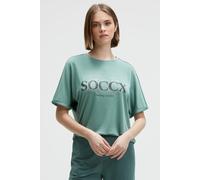 Rundhalsshirt SOCCX, Damen, Gr. S, topaz, Web, Material: 70% Modal, 30% Polyester, bedruckt, regular fit normal, Rundhals, Fledermausärmel, Shirts Rundhalsshirt, mit Fledermausärmeln (70564632-S) topa