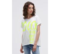 Rundhalsshirt SOCCX, Damen, Gr. S, weiß, Single Jersey, Material: 73% Baumwolle, 27% Polyester, bedruckt, oversize normal, U-Boot-Ausschnitt, Shirts Rundhalsshirt, mit längerer Rückenpartie (36248817-