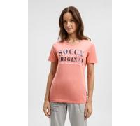 Rundhalsshirt SOCCX, Damen, Gr. XL, apricot sunset, Web, Material: 100% Baumwolle, bedruckt, regular fit normal, Rundhals, eingesetzt gerader Abschluss, Shirts Rundhalsshirt, aus Baumwolle (81114657-X