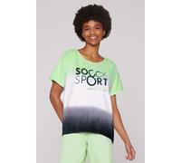 Rundhalsshirt SOCCX, Damen, Gr. XL/XXL, peppy grün, schwarz, Sweatware, Material: 100% Baumwolle, bedruckt, oversize normal, Rundhals, angeschnitten, Shirts Rundhalsshirt, mit überschnittenen Schulter