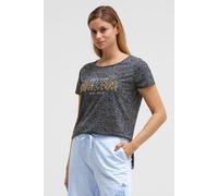 Rundhalsshirt SOCCX, Damen, Gr. XS, grau (grau bay), Single Jersey, Material: Grundmaterial: 100% Polyester, Ausbrenner: 100% Viskose, bedruckt, regular fit normal, Rundhals, eingesetzt gerader Abschl