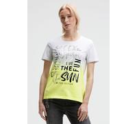 Rundhalsshirt SOCCX, Damen, Gr. XS, weiß, Single Jersey, Material: 100% Baumwolle, Glitzermuster, bedruckt, slim fit normal, Rundhals, eingesetzt gerader Abschluss, Shirts Rundhalsshirt, aus Baumwolle