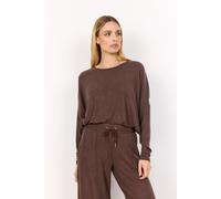 Rundhalsshirt SOYACONCEPT "SC-BIARA 1", Damen, Gr. XXL, hot fudge melange, Feinstrick, Obermaterial: 74% Viskose, 21% Polyester, 5% Elasthan, meliert, regular fit Po-bedeckend, Rundhals, Shirts Rundha