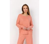 Rundhalsshirt SOYACONCEPT "SC-BIARA 1", Damen, Gr. XXL, rosa (peach pink melange), Feinstrick, Obermaterial: 74% Viskose, 21% Polyester, 5% Elasthan, meliert, regular fit Po-bedeckend, Rundhals, Shirt