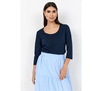 Rundhalsshirt SOYACONCEPT "SC-PYLLE 175", Damen, Gr. S, blau (navy), Single Jersey, Obermaterial: 58% Baumwolle, 36% Polyester, 6% Elasthan, unifarben, figurumspielend normal, Rundhals, Shirts Rundhal