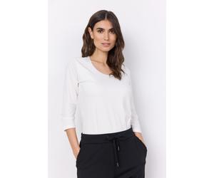 Rundhalsshirt SOYACONCEPT "SC-PYLLE 175", Damen, Gr. XL, sanftes weiß, Single Jersey, Obermaterial: 58% Baumwolle, 36% Polyester, 6% Elasthan, unifarben, figurumspielend normal, Rundhals, Shirts Rundh