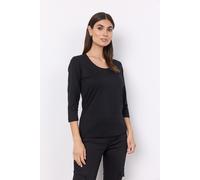 Rundhalsshirt SOYACONCEPT "SC-PYLLE 175", Damen, Gr. XXL, schwarz, Single Jersey, Obermaterial: 58% Baumwolle, 36% Polyester, 6% Elasthan, unifarben, figurumspielend normal, Rundhals, Shirts Rundhalss