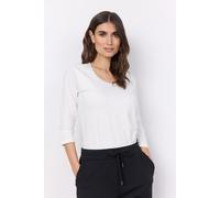 Rundhalsshirt SOYACONCEPT "SC-PYLLE 175", Damen, Gr. XXL, weiß (sanftes weiß), Single Jersey, Obermaterial: 58% Baumwolle, 36% Polyester, 6% Elasthan, unifarben, figurumspielend normal, Rundhals, Shir