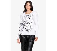 Rundhalsshirt SPORTALM KITZBÜHEL, Damen, Gr. 34, weiß bedruckt, Single Jersey, Obermaterial: 100% Baumwolle, bedruckt, gemustert, mehrfarbig, tailliert normal, Rundhals, eingesetzt abgesteppte Kante,