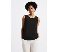 Rundhalsshirt STREET ONE, Damen, Gr. 34, schwarz, Web, Vorderseite: 50% Baumwolle, 50% Polyester; Rückseite: 50% Baumwolle, 50% Modal, unifarben, normal normal, Rundhals, Bündchen, Shirts Rundhalsshir