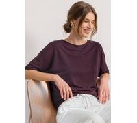 Rundhalsshirt STREET ONE, Damen, Gr. 36, lila (rustic rouge), Jersey, Obermaterial: 50% Baumwolle, 50% Modal, unifarben, lässig geschnitten hüftbedeckend, U-Boot-Ausschnitt, abgesteppte Kante, Shirts