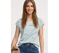 Rundhalsshirt STREET ONE, Damen, Gr. 36, mint leaf, Stoff, 65% Polyester, 35% Viskose, gemustert, normal normal, Rundhals, abgesteppt, Shirts Rundhalsshirt, mit Rundhalsausschnitt (33797755-36) mint l