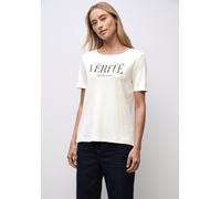 Rundhalsshirt STREET ONE, Damen, Gr. 36, sanftes weiß, Stoff, 50% Modal, 50% Baumwolle, bedruckt, comfort fit normal, Rundhals, abgesteppt, Shirts Rundhalsshirt, im Shirt-Style (36340112-36) sanftes w