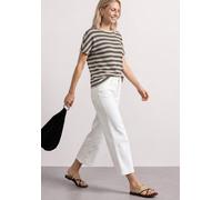 Rundhalsshirt STREET ONE, Damen, Gr. 36, schwarz, Strick, Obermaterial: 60% Viskose, 40% Polyester, gestreift, figurumspielend hüftlang, Rundhals, Shirts Rundhalsshirt, Strick aus weich fallendem Visk