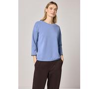 Rundhalsshirt STREET ONE, Damen, Gr. 38, blau (bonnet blau), Stoff, 46% Modal, 46% Polyester, 8% Elasthan, unifarben, normal normal, Rundhals, abgesteppt, Shirts Rundhalsshirt, Rundhalsausschnitt (471