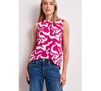 Rundhalsshirt STREET ONE, Damen, Gr. 38, magenta dream, Stoff, 95% Viskose, 5% Elasthan, gemustert, normal normal, Rundhals, abgesteppt, Shirts Rundhalsshirt, Rundhalsausschnitt (83045024-38) magenta 