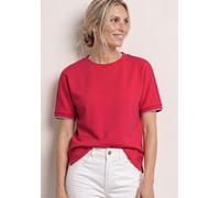 Rundhalsshirt STREET ONE, Damen, Gr. 38, salsa rot, Stoff, 48% Modal, 41% Polyester, 11% Elasthan, unifarben, normal normal, Rundhals, abgesteppt, Shirts Rundhalsshirt, aus elastischem Materialmix (74