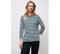 Street One Damen 3228127 Gestreiftes U-Boot Shirt, Tide Blue, 40