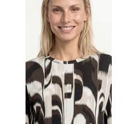 Rundhalsshirt STREET ONE, Damen, Gr. 40, espresso braun, Stoff, 95% Viskose, 5% Elasthan, gemustert, regular fit normal, Rundhals, abgesteppt, Shirts Rundhalsshirt, aus strecthigem Viskosematerial (17