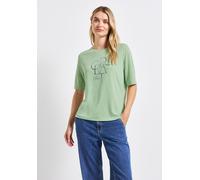 Rundhalsshirt STREET ONE, Damen, Gr. 40, grün (soft jade grün), Stoff, 80% Polyester, 20% Viskose, unifarben, comfort fit normal, Rundhals, Bündchen, Shirts Rundhalsshirt, mit Rundhalsausschnitt (2377