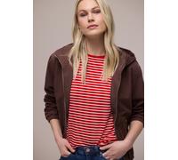Rundhalsshirt STREET ONE, Damen, Gr. 42, salsa rot, Stoff, 95% Viskose, 5% Elasthan, gestreift, normal normal, Rundhals, abgesteppt, Shirts Rundhalsshirt, Rundhalsausschnitt (31917248-42) salsa rot
