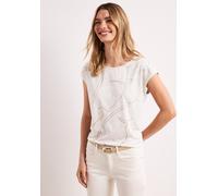 Street One Frauen Shirt im Ausbrenner-Look in Beige, Gr: 42