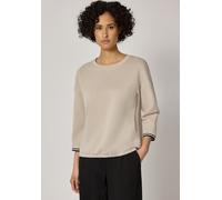 Rundhalsshirt STREET ONE, Damen, Gr. 44, beige (cotton beige), Stoff, 46% Modal, 46% Polyester, 8% Elasthan, unifarben, normal normal, Rundhals, abgesteppt, Shirts Rundhalsshirt, Rundhalsausschnitt (1