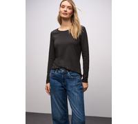 Rundhalsshirt STREET ONE, Damen, Gr. 44, schwarzest braun, Jersey, Obermaterial: 50% Baumwolle, 50% Modal, unifarben, tailliert hüftbedeckend, Rundhals, Shirts Rundhalsshirt (64638210-44) schwarzest b