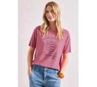Rundhalsshirt STREET ONE, Damen, Gr. 46, blush berry, Jersey, Obermaterial: 50% Baumwolle, 50% Modal, bedruckt, normal hüftbedeckend, Rundhals, abgesteppte Kante, Shirts Rundhalsshirt, Sommershirt mit