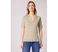 Rundhalsshirt STREET ONE, Damen, Gr. 46, cotton beige, Web, 50% Baumwolle, 50% Modal, unifarben, normal normal, Rundhals, abgesteppt, Shirts Rundhalsshirt, Jersey (41359825-46) cotton beige