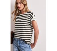 Rundhalsshirt STREET ONE, Damen, Gr. 46, espresso braun, Web, 50% Modal, 50% Baumwolle, gestreift, normal normal, Rundhals, abgesteppt, Shirts Rundhalsshirt, im Streifen-Design (28175918-46) espresso