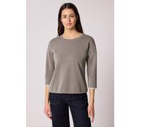 Rundhalsshirt STREET ONE, Damen, Gr. 46, light terra mocha, Stoff, 46% Modal, 46% Polyester, 8% Elasthan, unifarben, normal normal, Rundhals, abgesteppt, Shirts Rundhalsshirt, Rundhalsausschnitt (9920