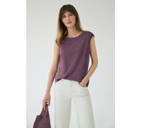 Rundhalsshirt STREET ONE STUDIO, Damen, Gr. 34, hazy rose, Web, 50% Baumwolle, 50% Modal, unifarben, comfort fit normal, Rundhals, normaler Saum, Shirts Rundhalsshirt, mit Häkel-Deko (23626966-34) haz