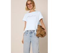 Rundhalsshirt STREET ONE STUDIO, Damen, Gr. 36, weiß, Web, 100% Baumwolle, unifarben, normal normal, Rundhals, abgesteppt, Shirts Rundhalsshirt, aus reiner Baumwolle (36177827-36) weiß