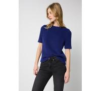 Rundhalsshirt STREET ONE STUDIO, Damen, Gr. 38, blau (zenith blau), Stoff, 65% Polyamid, 23% Polyester, 12% Viskose, unifarben, normal normal, Rundhals, abgesteppt, Shirts Rundhalsshirt, soft und weic