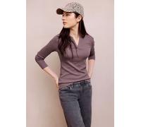Rundhalsshirt STREET ONE STUDIO, Damen, Gr. 38, braun (hazy rose), Web, 95% Baumwolle, 5% Elasthan, unifarben, normal normal, Rundhals, abgesteppt, Shirts Rundhalsshirt, im soften Baumwoll-Mix (875556