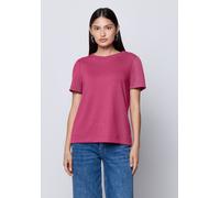 Rundhalsshirt STREET ONE STUDIO, Damen, Gr. 40, rosa (schwarz candy pink), Jersey, 48% Polyester, 48% Viskose, 4% Elasthan, unifarben, normal normal, Rundhals, abgesteppt, Shirts Rundhalsshirt, mit ge