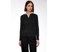 Rundhalsshirt STREET ONE STUDIO, Damen, Gr. 40, schwarz, Web, 95% Baumwolle, 5% Elasthan, unifarben, normal normal, Rundhals, abgesteppt, Shirts Rundhalsshirt, im soften Baumwoll-Mix (91118957-40) sch
