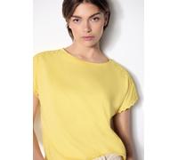 Rundhalsshirt STREET ONE STUDIO, Damen, Gr. 44, snap gelb, Web, 50% Baumwolle, 50% Modal, unifarben, normal normal, Rundhals, abgesteppt, Shirts Rundhalsshirt, Rundhalsausschnitt (84192012-44) snap ge
