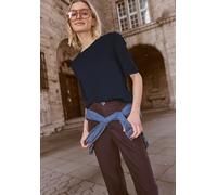 Rundhalsshirt STREET ONE STUDIO, Damen, Gr. 46, tiefblau, Web, 50% Modal, 50% Baumwolle, unifarben, normal normal, Rundhals, Bündchen, Shirts Rundhalsshirt, mit Rundhalsausschnitt (33279928-46) tiefbl