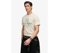Rundhalsshirt SUPERDRY "1954 Company Relaxed Tee", Herren, Gr. 3XL, birch, Single Jersey, Obermaterial: 100% Baumwolle, bedruckt, relaxed fit normal, Rundhals, Shirts Rundhalsshirt, Baumwolle, relaxed