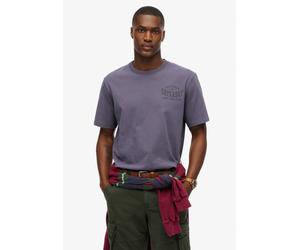 Rundhalsshirt SUPERDRY "ATHLETIC ESS TEE", Herren, Gr. M, beige (graustone), Single Jersey, Obermaterial: 100% Baumwolle, bedruckt, loose fit hüftlang, Rundhals, Shirts Rundhalsshirt (22098437-M) grau