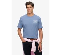 Rundhalsshirt SUPERDRY "ATHLETIC ESS TEE", Herren, Gr. XXL, blau (moonlight blau), Single Jersey, Obermaterial: 100% Baumwolle, bedruckt, loose fit hüftlang, Rundhals, Shirts Rundhalsshirt (40525164-X