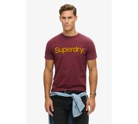Rundhalsshirt SUPERDRY "CLASSIC CORE LOGO SHADOW TEE", Damen, Gr. 3XL, rot (port rot), Single Jersey, Obermaterial: 100% Baumwolle, bedruckt, relaxed fit hüftlang, Rundhals, Shirts Rundhalsshirt (1180