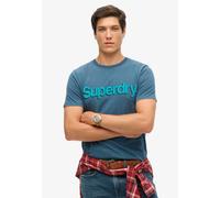 Rundhalsshirt SUPERDRY "CLASSIC CORE LOGO SHADOW TEE", Herren, Gr. M, blau (blau bottle), Single Jersey, Obermaterial: 100% Baumwolle, bedruckt, relaxed fit hüftlang, Rundhals, Shirts Rundhalsshirt (5