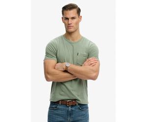 Rundhalsshirt SUPERDRY "CLASSIC ESSENTIAL POCKET TEE", Herren, Gr. 3XL, grün, Single Jersey, Obermaterial: 100% Baumwolle, unifarben, relaxed fit normal, Rundhals, Shirts Rundhalsshirt, mit stylischer