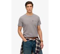 Rundhalsshirt SUPERDRY "CLASSIC ESSENTIAL POCKET TEE", Herren, Gr. XL, grau (washed slate grau), Single Jersey, Obermaterial: 100% Baumwolle, unifarben, relaxed fit normal, Rundhals, Shirts Rundhalssh